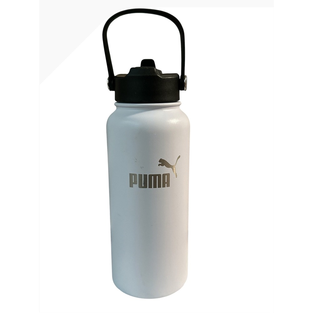 Puma White Insulated Stainless Steel Water Bottle Wide Mouth with Handle 32oz